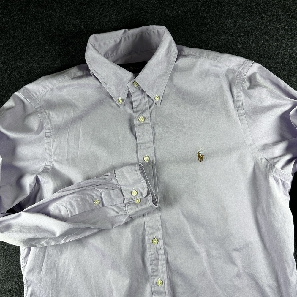 Polo Ralph Lauren Oxford Button Down 17 36/37 Purple Long Sleeve Flesh Pony - Picture 1 of 7